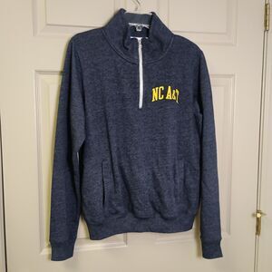 RedShirt NC A & T Pullover Sweater Size Large Blue 3/4 Zip Pockets Aggie Pride